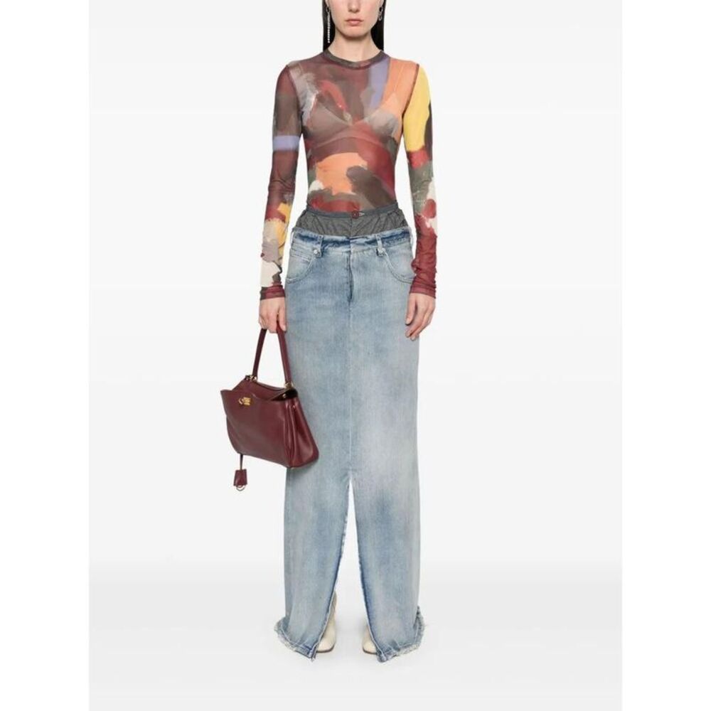 MAISON MARGIELA Deconstructed Denim Maxi Skirt Women BLUE Skirts